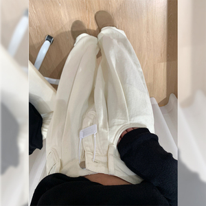 白色阔腿牛仔裤子女夏设计感美式小个子宽松bf慵懒风直筒休闲裤