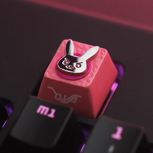 OW守望先锋游戏dva粉色兔子锌铝合金金属机械键盘个性键帽 键石