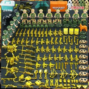 兼容积木小人偶拼装兵军人武器包配件枪军事人仔儿童男孩玩具