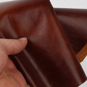1.2毫米厚红棕色油蜡皮头层牛皮皮料整张沙发皮真皮面料