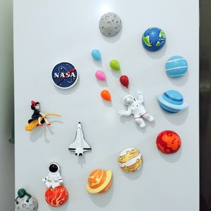 宇航员星球冰箱贴航天飞机创意太空人装饰立体磁铁磁性贴吸铁石