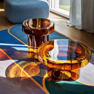 北欧现代时尚茶几简约玻璃圆形桌子创意床头柜居家客厅阳台边几