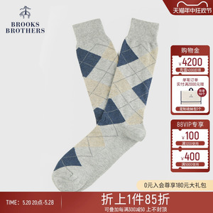 Brooks Brothers/布克兄弟男士弹性袜口设计撞色格纹保暖袜子