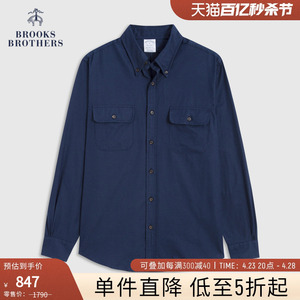 Brooks Brothers/布克兄弟 男士山羊绒双口袋扣结领长袖休闲衬衫