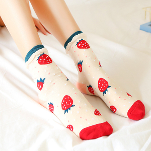 日系软妹袜橘子草莓水果袜原宿袜中筒可爱女士短袜棉袜学生袜子