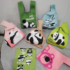 端午节熊猫伴手礼手提针织包手拎节日礼品编织包手挽袋绿色女定制