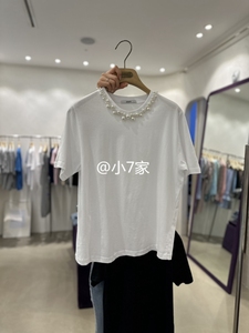 FORMING-P韩国东大门代购2024夏季女装新钉珠圆领洋气显瘦短袖T恤