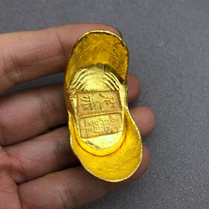 古代钱币金锭 金币足赤 铜鎏金 金锭元宝复古康熙年 古币 字随机