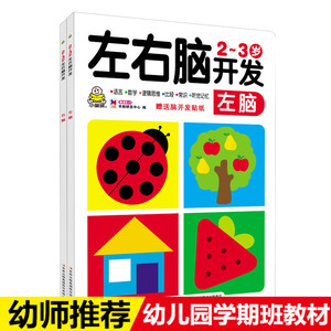 一套2本小婴孩2~3岁左右脑开发.右脑2-3-6岁儿童全脑智力开发早教书幼儿潜能开发语言数学逻辑思维训练书趣味游戏书籍内赠益智贴纸