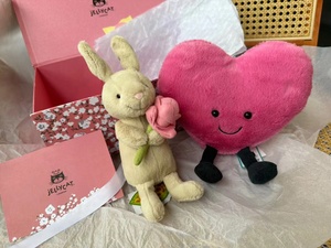Jellycat兔子公仔英国粉红色爱心玩偶毛绒玩具可爱布娃情人节礼物