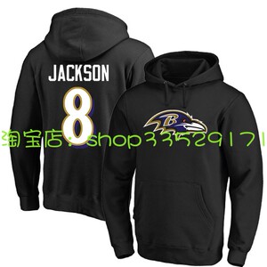 巴尔的摩乌鸦NFL帽衫8号JACKSON52号LEWIS橄榄球休闲卫衣