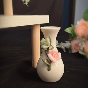 手捏花陶瓷简约水培小花瓶创意迷你小清新花器装饰摆件客厅干花插