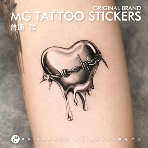 MG tattoo 禁忌之爱金属感风格西海岸欧美暗黑爱心图案脚踝纹身贴