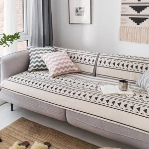 北欧棉麻沙发垫简约现代四季通用布艺实木三人坐垫防滑沙发套罩巾