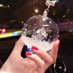 现货施华洛世奇水晶球2017款新款圣诞雪花铃铛汽车挂件挂饰蜡烛