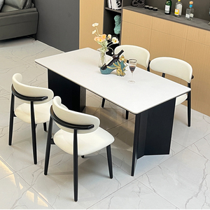 北欧实木岩板餐桌长方形现代简约家用餐桌餐椅组合轻奢小户型饭桌