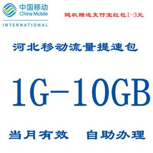 河北移动5元1GB提速流量包 当月有效 4g5g手机通用 话费支付5元