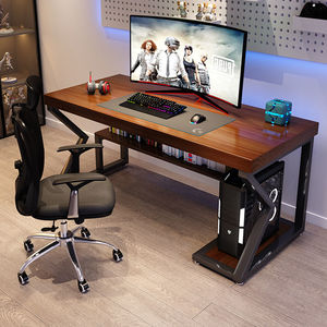 实木电脑桌台式机箱一体家用工作台办公桌卧室书桌单人电竞长桌子