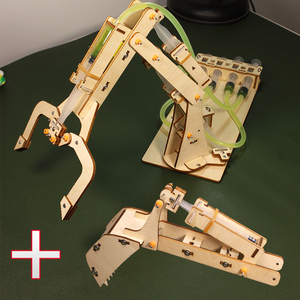 科技小制作手工DIY材料包创新小发明儿童液压机械手臂挖掘机套装