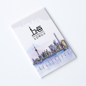 手绘城市风景明信片昆明成都大理天津上海外滩万国建筑群卡片旅游