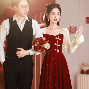 敬酒服2024新款新娘小个子夏季结婚新中式订婚连衣裙红色礼服裙女