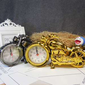 塑料摩托车模型闹钟学生钟表儿童用桌面卧室床头摆件礼品时钟礼物