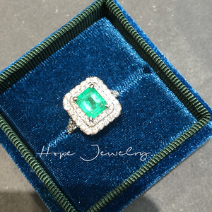 日本制 PT900钻石 1.73克拉哥伦比亚祖母绿戒指 满钻配日本证书