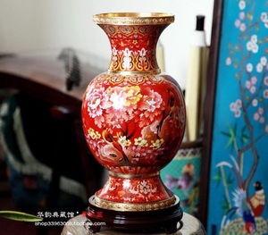 丁明鸿作品 北京景泰蓝花瓶16寸珐琅花瓶富贵祥和瓶 精工收藏摆件