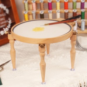 柠檬家 初学法绣工具简易桌面支架 实木台式刺绣架十字绣圈绷架子