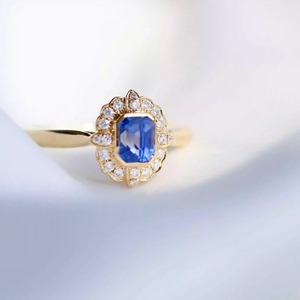 新品精工镶嵌戒指蓝宝石高级珠宝18K白金母亲节礼物钻石手饰