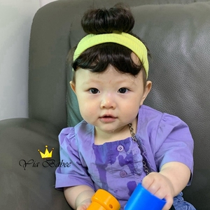 可爱超萌公主韩版婴儿护囟门发带儿童发饰假发丸子头男女宝宝头饰