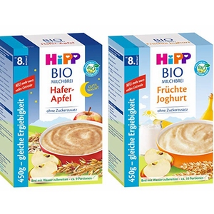 德国喜宝Hipp有机苹果谷物水果酸奶全麦谷物米粉米糊8个月高钙铁