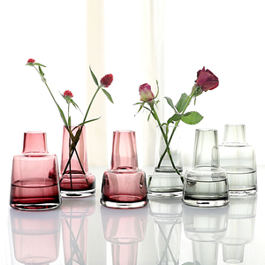 小口花瓶玻璃花瓶 透明插花 小清新日系桌面摆件 INS风餐桌北欧风