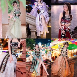 2023哈尼族服装女版纳摄影写真套装长裙少数民族夏季傣服旅拍服饰