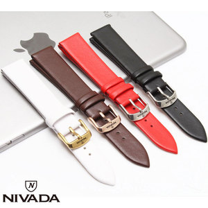 Nivada尼维达LQ6079手表带真皮男女通用针扣表链14 16 18 20 22mm