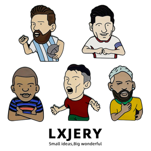 LXJERY 足球世界杯胸针 卡通球星金属徽章 创意书包装饰衣领别针