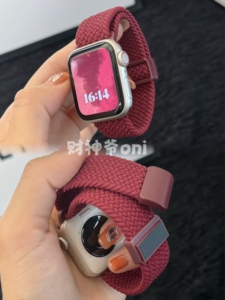 适用苹果手表iwatch9尼龙编织塑料磁扣可调节表带applewatch876SE