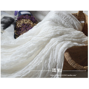超大白色围巾  2.5米超长白色棉麻围巾 褶皱洁净茶艺禅修瑜伽披肩