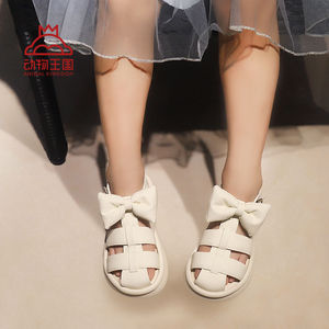 女童23年夏季新款蝴蝶结公主包头凉鞋韩版女孩软底外穿皮凉鞋