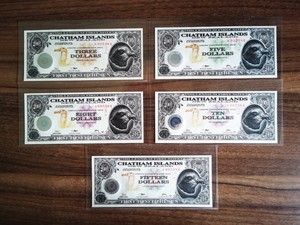查塔姆群岛2001年千禧年纪念钞全套5枚 UNC 全同号码