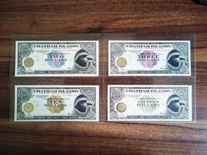 查塔姆群岛1999年千禧年纪念钞全套4枚 UNC 黄金标签