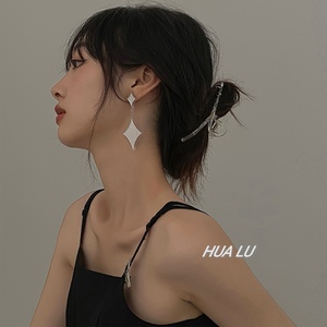 HUALU-走秀款镜面耳环高级感小众设计欧美复古镜面耳钉耳夹2023新