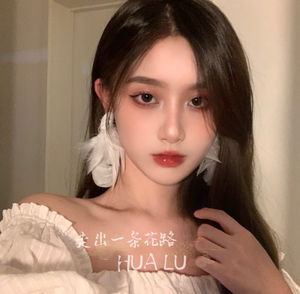 HUALU-全面沦陷~白色羽毛高级感仙气耳环独特设计感夸张女神耳夹