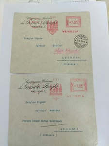 意大利1930年威尼斯圣马可教堂四匹金色铜马邮资戳实寄瑞士50一枚