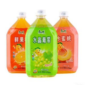 康师傅果汁1L*8瓶超实惠装 多省包邮 鲜果橙 水晶葡萄 水蜜桃果汁