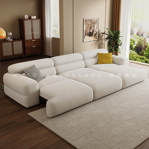 法式奶油风多功能电动沙发床雪尼尔伸缩折叠变床两用客厅中小户型