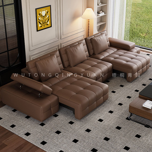 轻奢劳伦斯多功能真皮电动沙发床两用伸缩折叠大小户型客厅零靠墙