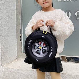 幼儿园书包车轮胎小背包3-6岁立体个性小中大班斜跨零食儿童书包