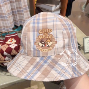 HOPE上海迪士尼代购 奇奇蒂蒂学生格子盆帽遮阳帽太阳帽子 礼物