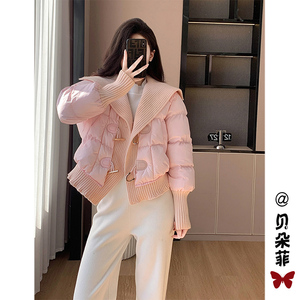 小香风粉色棉衣棉服女冬季2024年新款高级感气质名媛短款棉袄外套